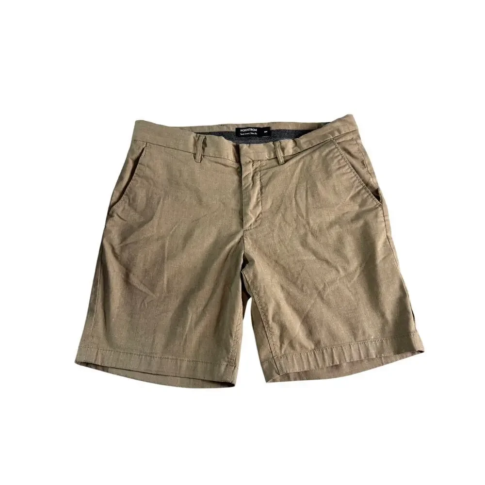 Nordstrom Tech-Smart Slim Fit Shorts Mens 36 Khaki Performance Stretch Casual